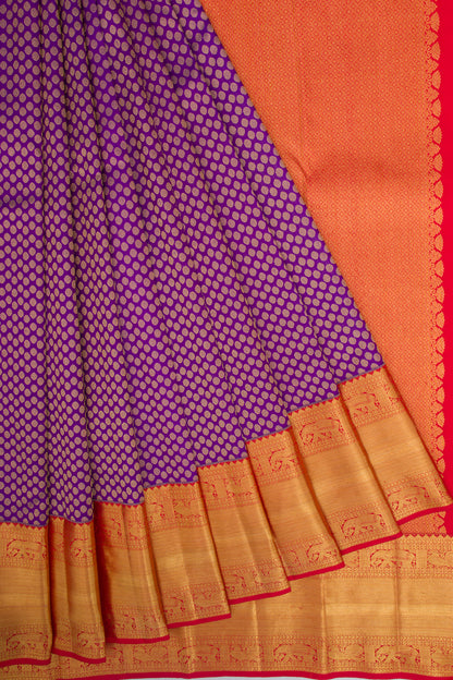 Kanchipuram Silk Brocade Violet Saree