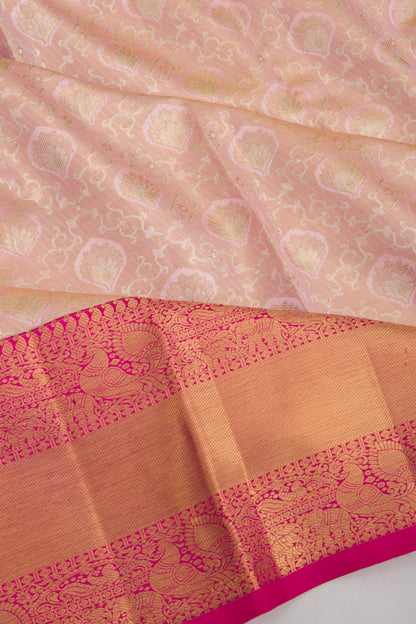 Kanchipuram Silk Tissue Brocade Baby Pink Saree