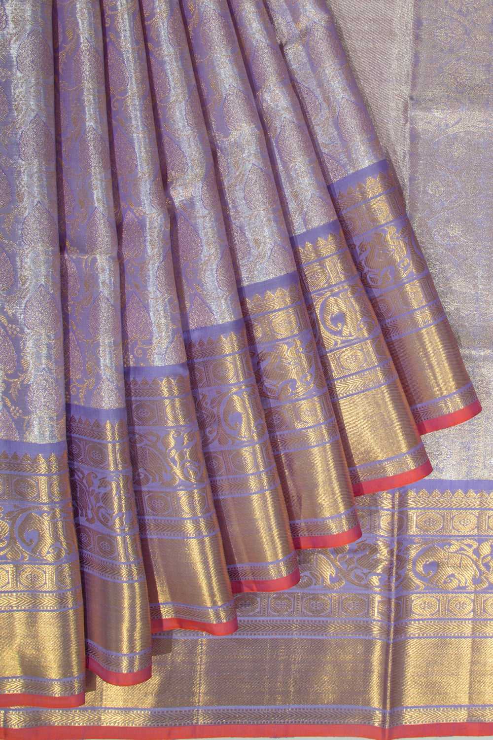 Kanchipuram Silk Tissue Brocade Violet Saree