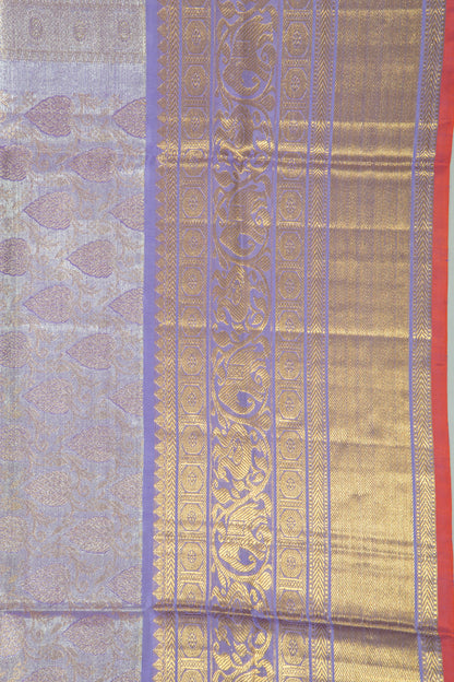Kanchipuram Silk Tissue Brocade Violet Saree