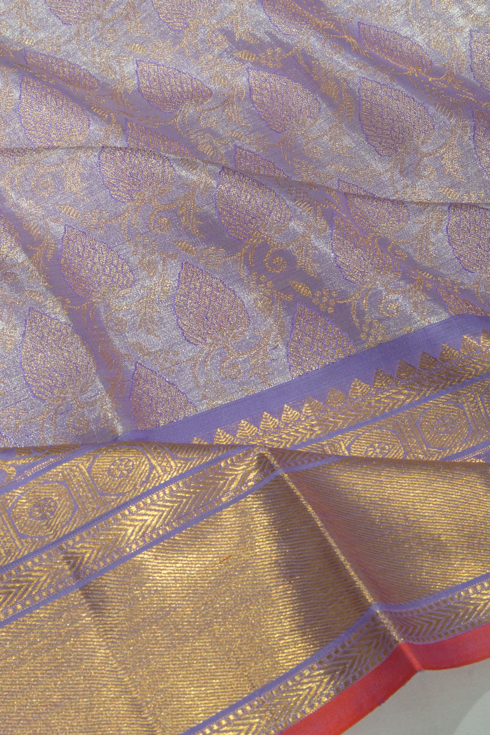 Kanchipuram Silk Tissue Brocade Violet Saree