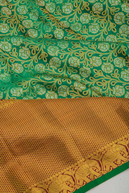 Kanchipuram Silk Jaal Green Saree