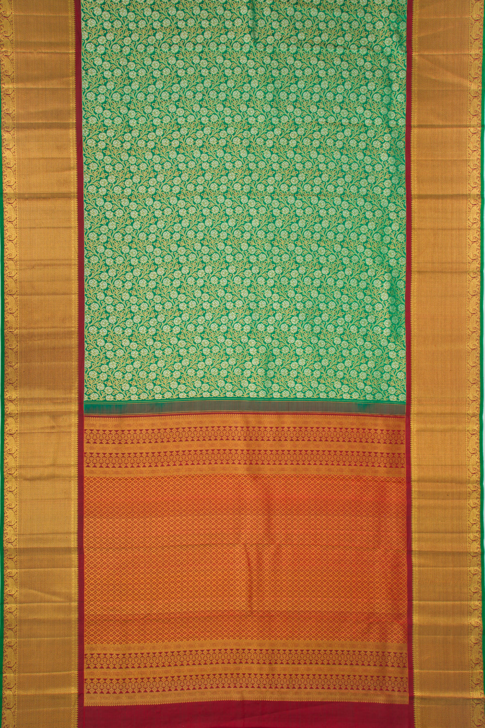Kanchipuram Silk Jaal Green Saree
