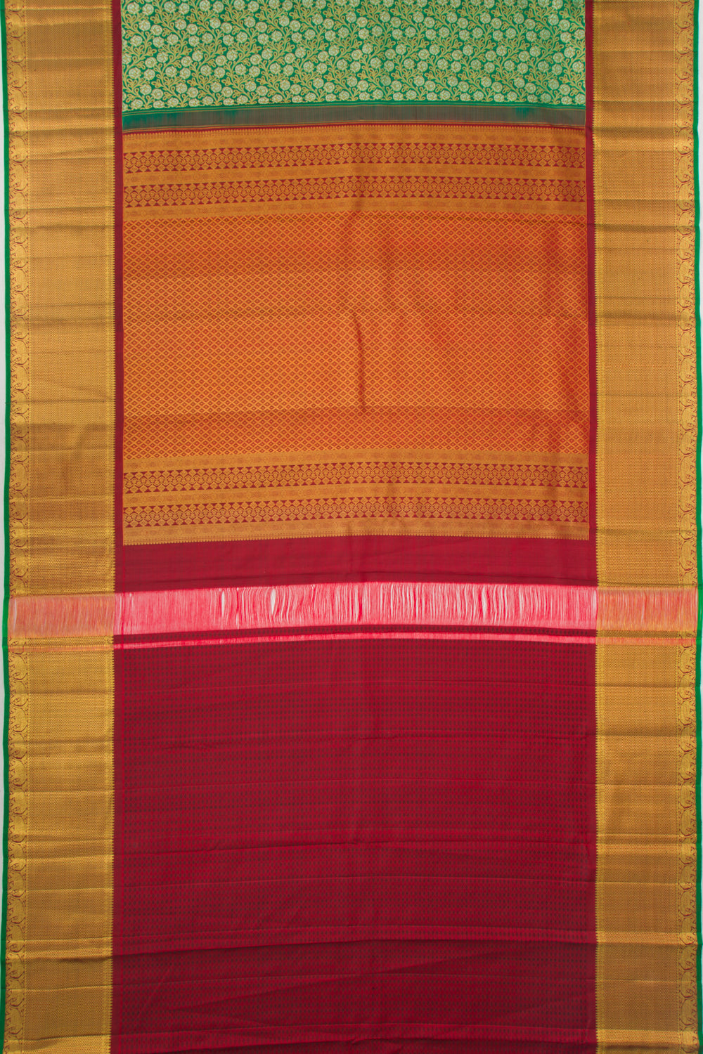 Kanchipuram Silk Jaal Green Saree