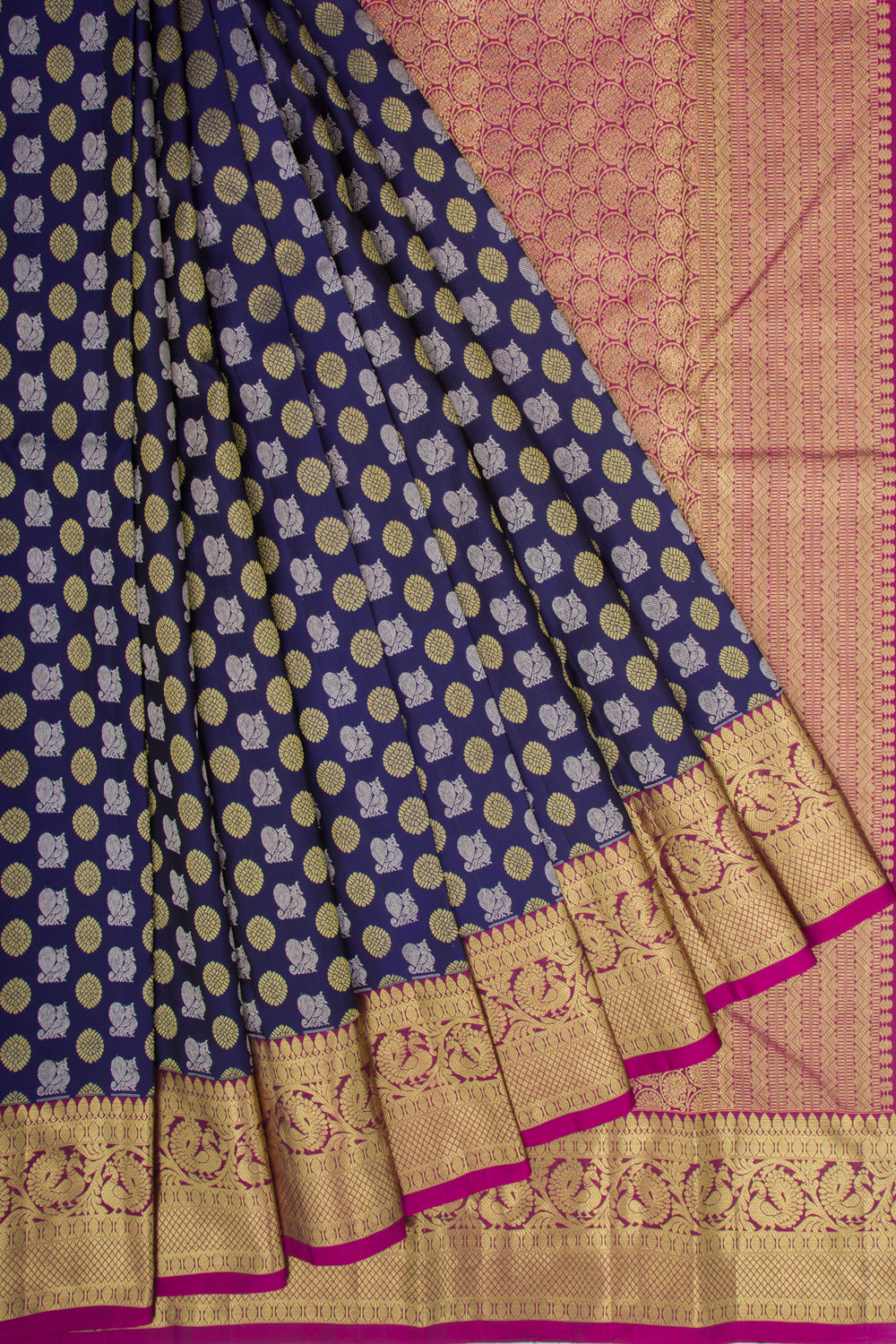 Kanchipuram Silk Brocade Dark Blue Saree