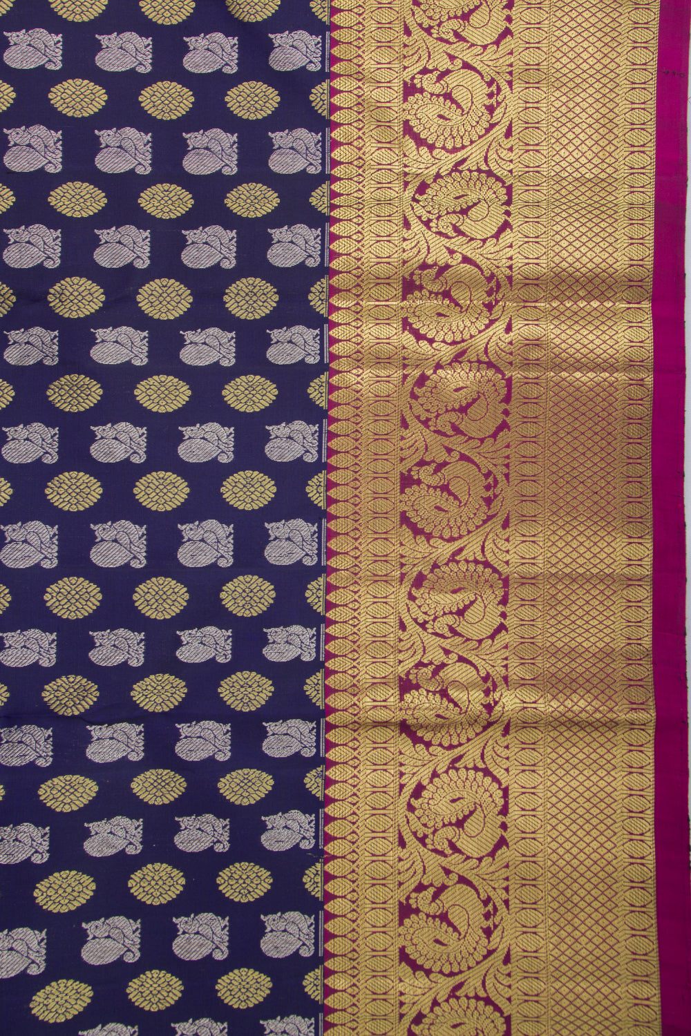 Kanchipuram Silk Brocade Dark Blue Saree