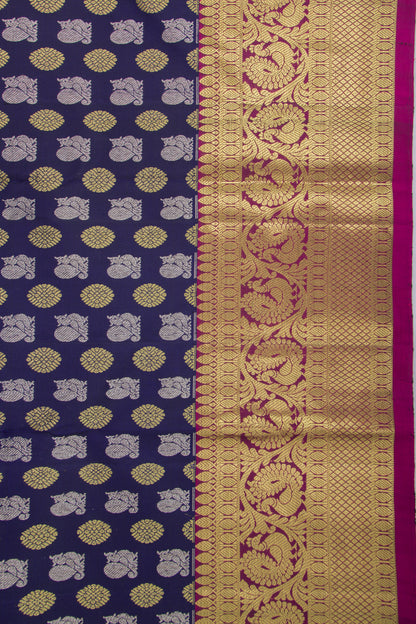 Kanchipuram Silk Brocade Dark Blue Saree