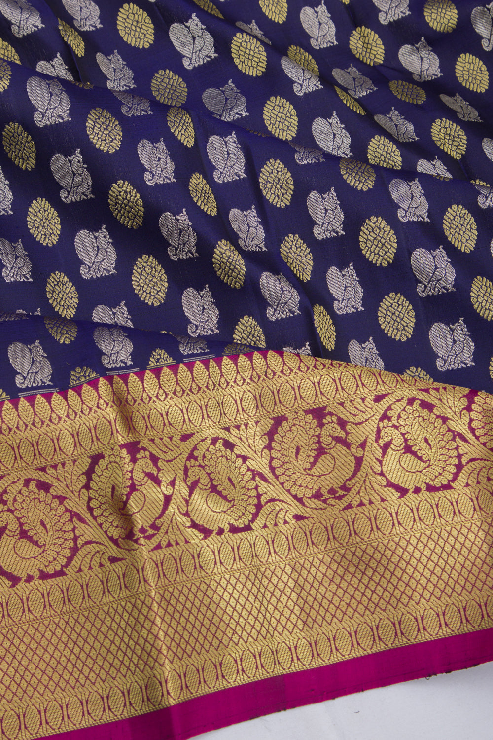 Kanchipuram Silk Brocade Dark Blue Saree