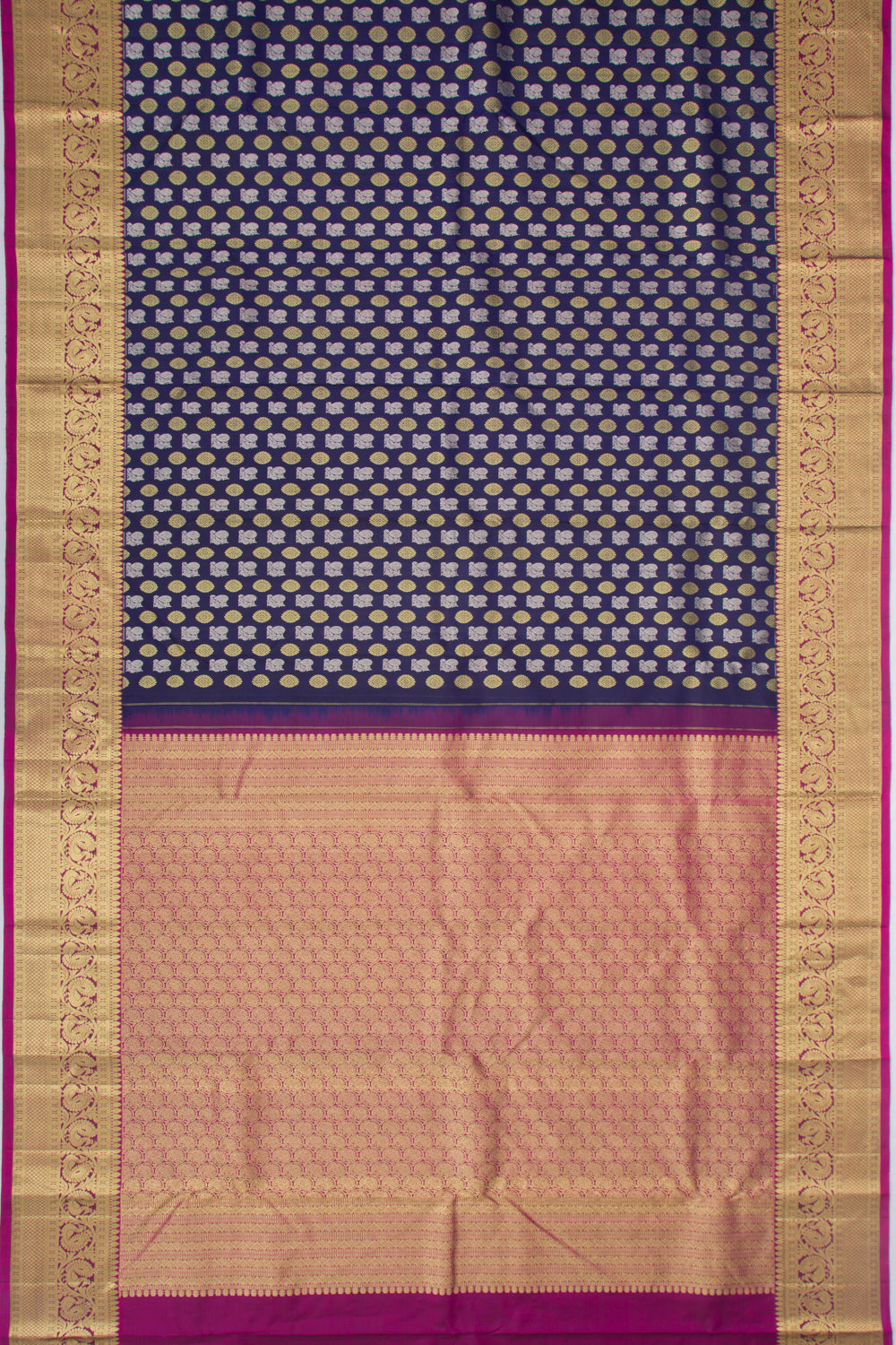 Kanchipuram Silk Brocade Dark Blue Saree