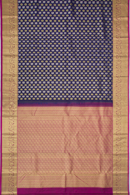 Kanchipuram Silk Brocade Dark Blue Saree