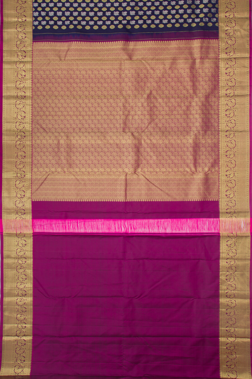 Kanchipuram Silk Brocade Dark Blue Saree