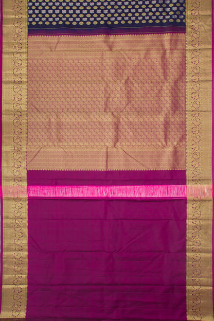 Kanchipuram Silk Brocade Dark Blue Saree