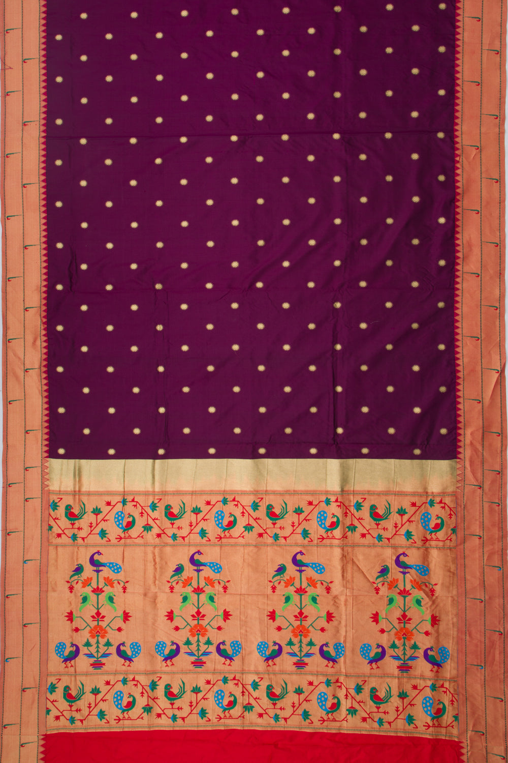 Soft Silk Paithani Inspired Burgundy Saree