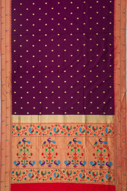 Soft Silk Paithani Inspired Burgundy Saree