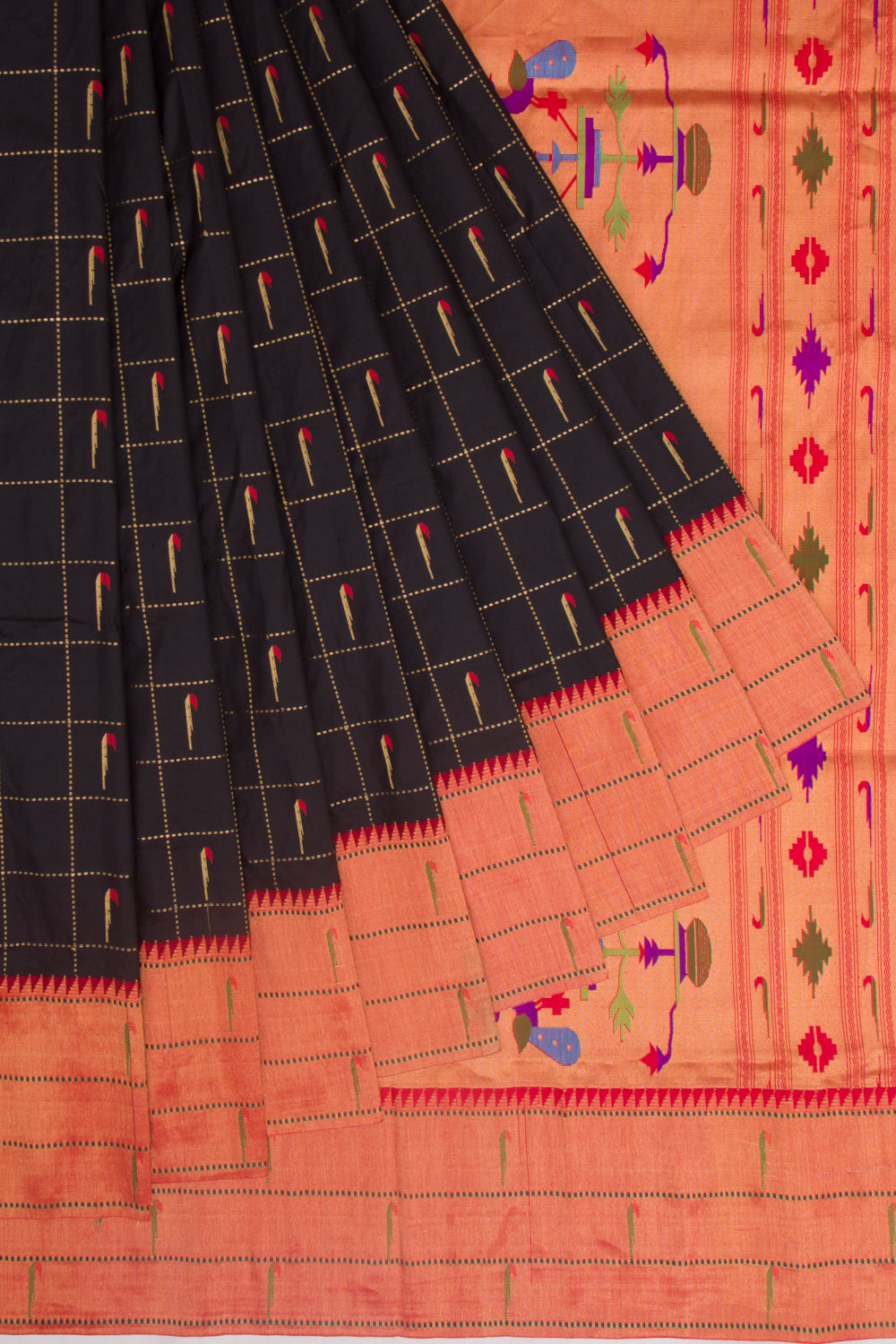Soft Silk Paithani Inspired Black Saree