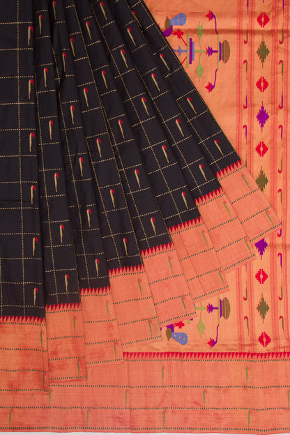 Soft Silk Paithani Inspired Black Saree