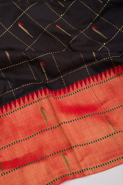 Soft Silk Paithani Inspired Black Saree