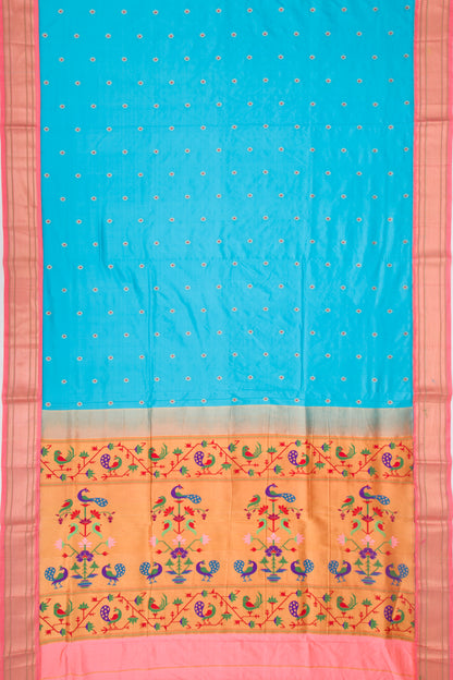 Soft Silk Paithani Design Sky Blue Saree