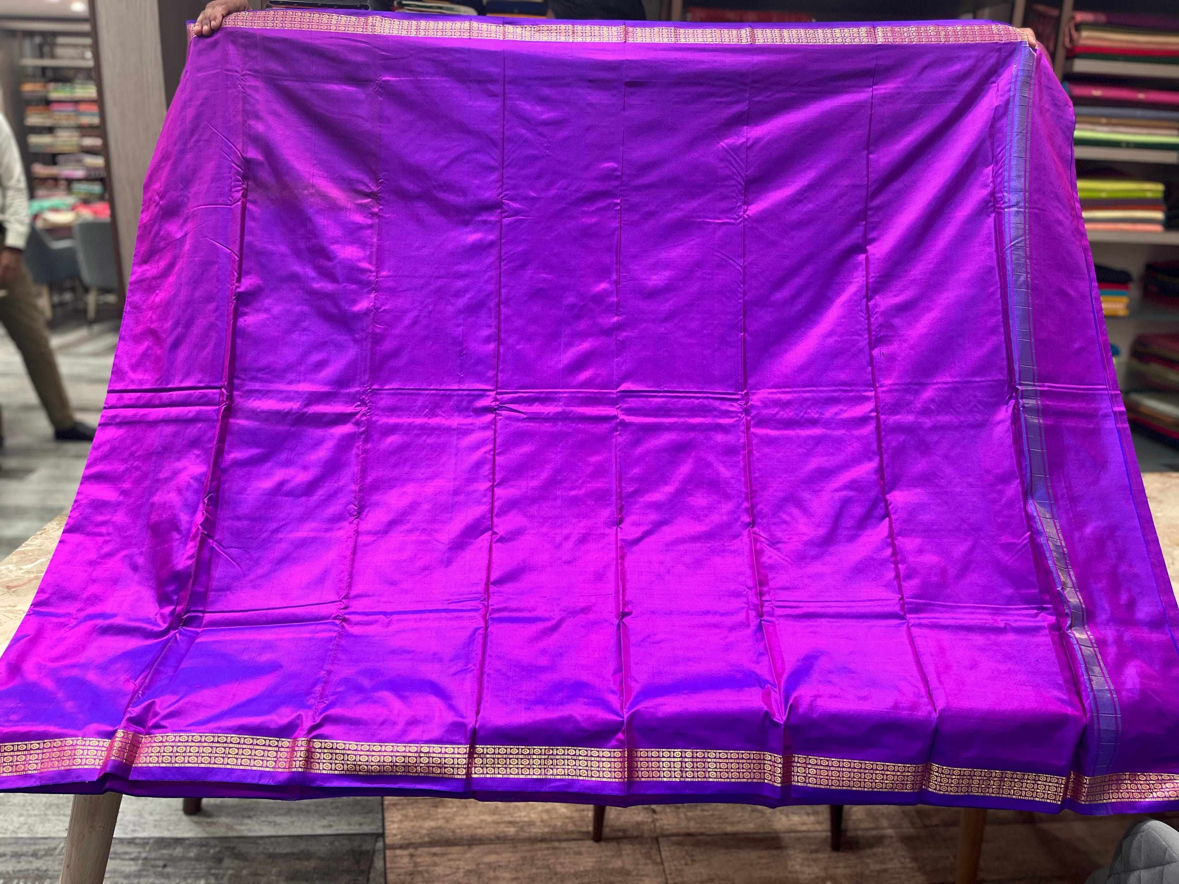 Kanchipuram Silk Plain Purple Dhoti With Kanduva