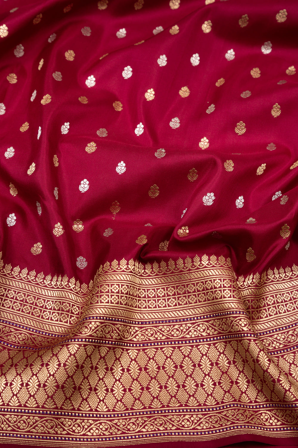 Banarasi Silk Butta Maroon Saree
