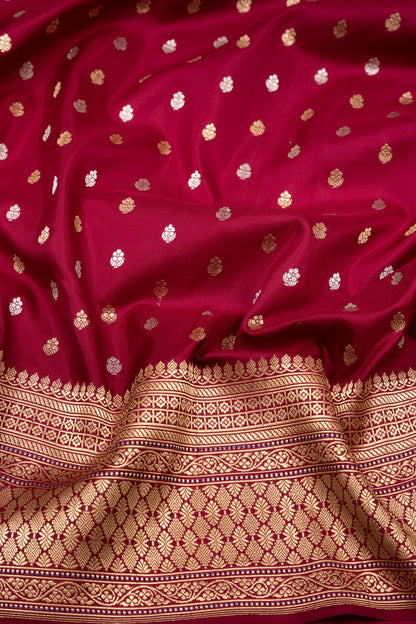 Banarasi Silk Butta Maroon Saree