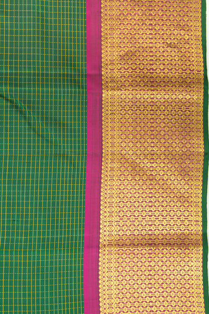 Kanchipuram Silk Checks Green Saree