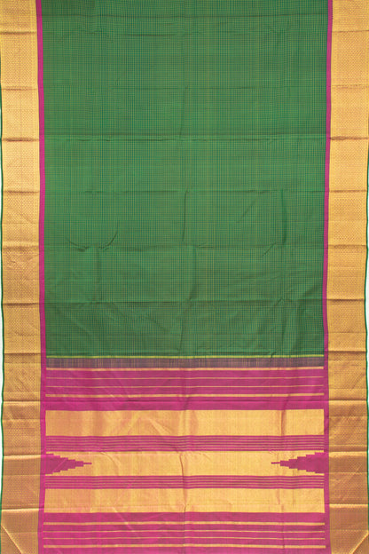 Kanchipuram Silk Checks Green Saree
