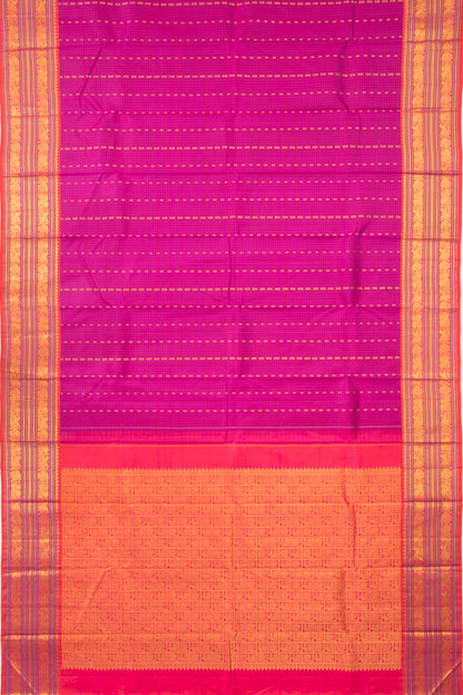 Kanchipuram Silk Checks And Butta Purple Saree