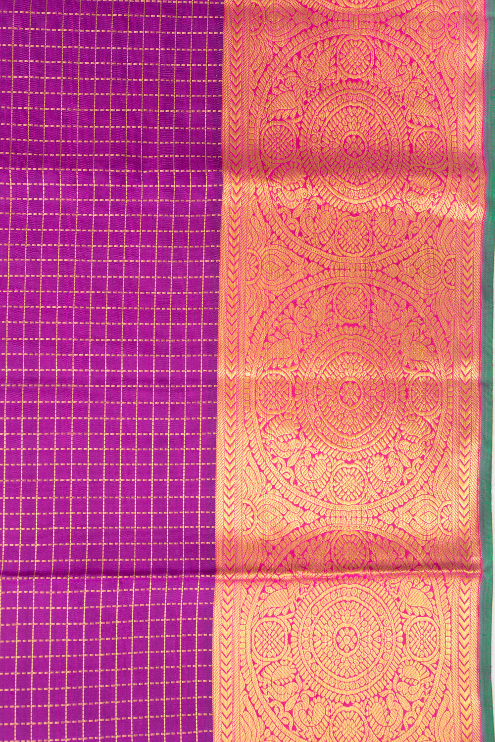 Kanchipuram Silk Checks Purple Saree