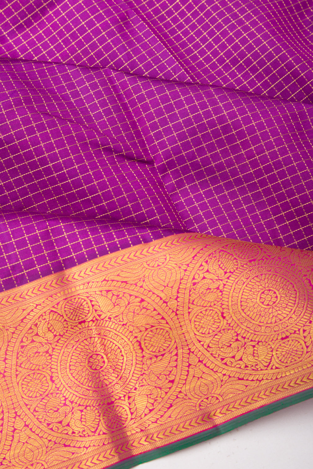Kanchipuram Silk Checks Purple Saree