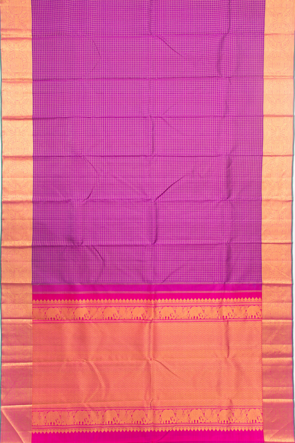 Kanchipuram Silk Checks Purple Saree