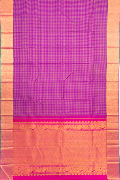 Kanchipuram Silk Checks Purple Saree