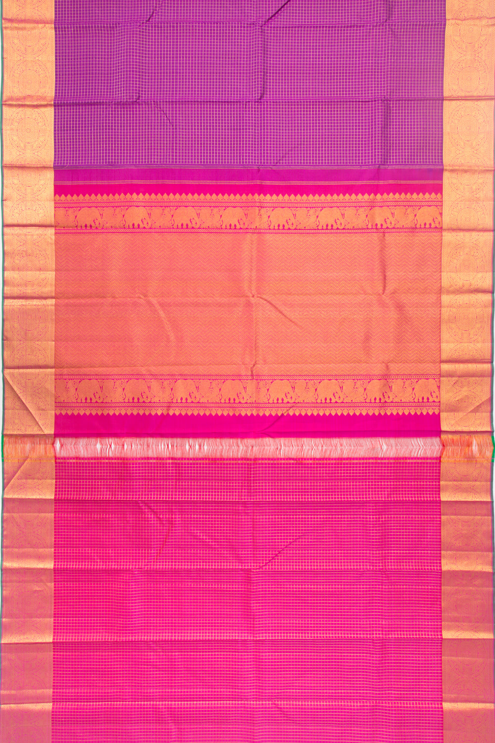 Kanchipuram Silk Checks Purple Saree