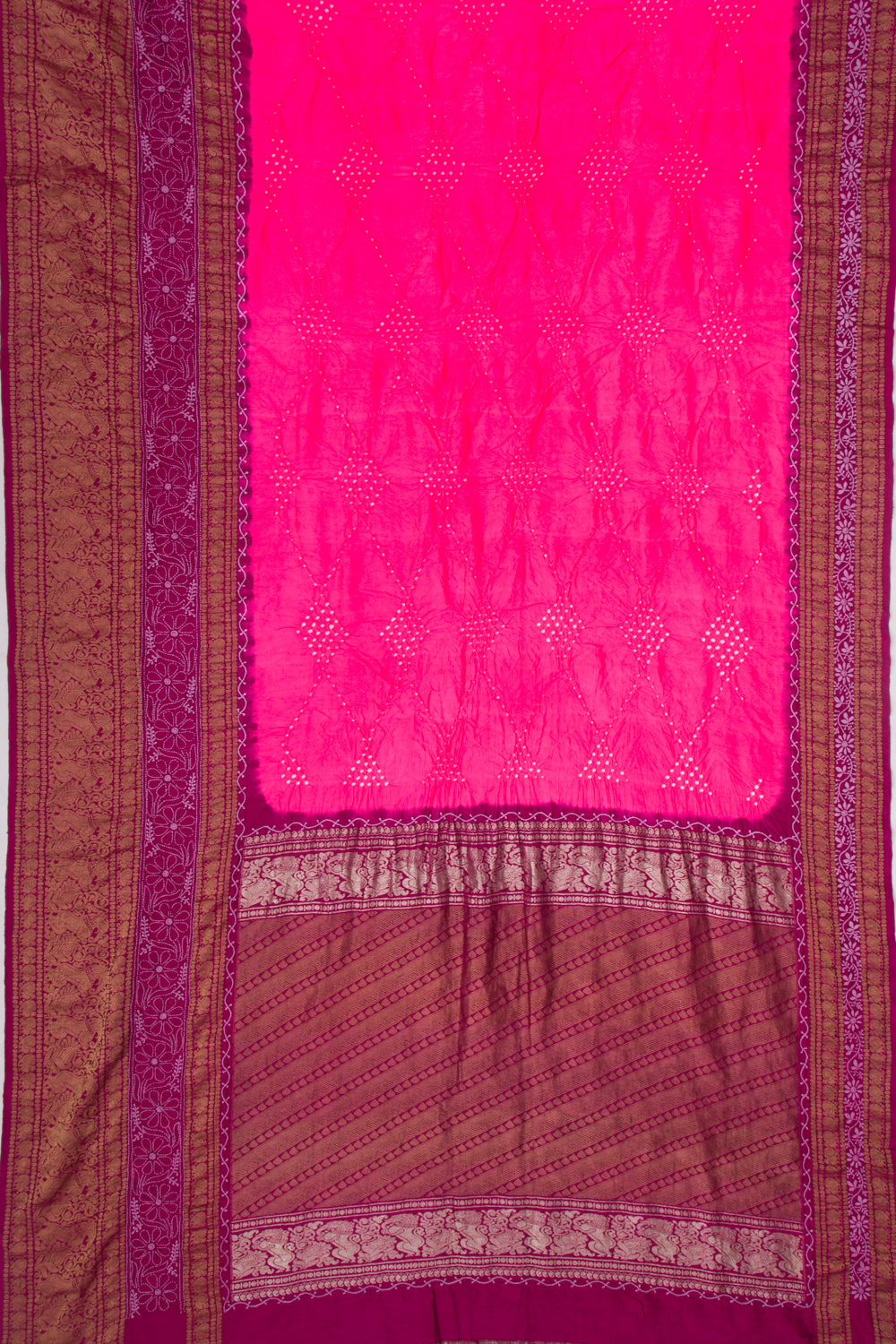 Kanchipuram Silk Bandhani Pink Saree