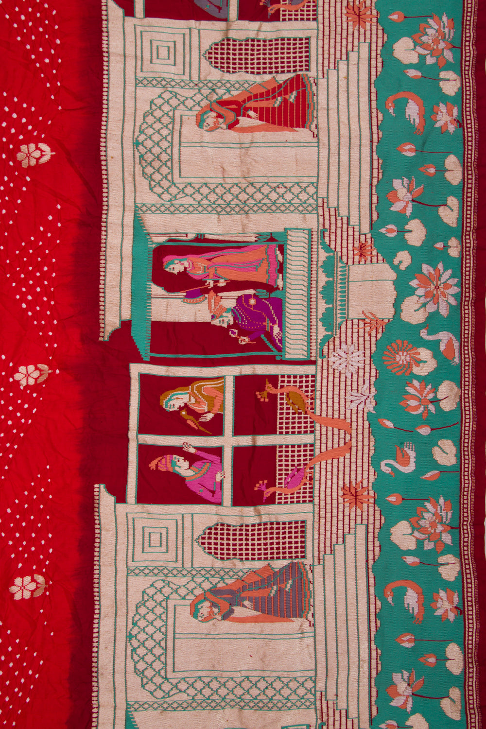 Banarasi Silk Bandhani Butta Red Saree