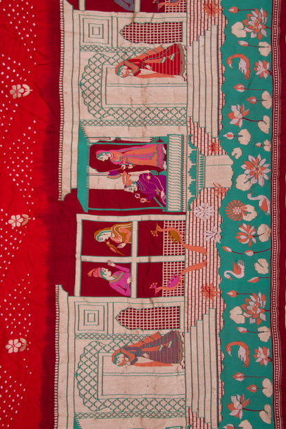 Banarasi Silk Bandhani Butta Red Saree