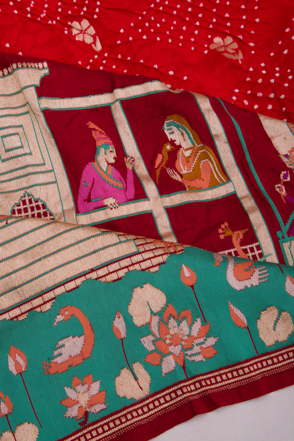 Banarasi Silk Bandhani Butta Red Saree
