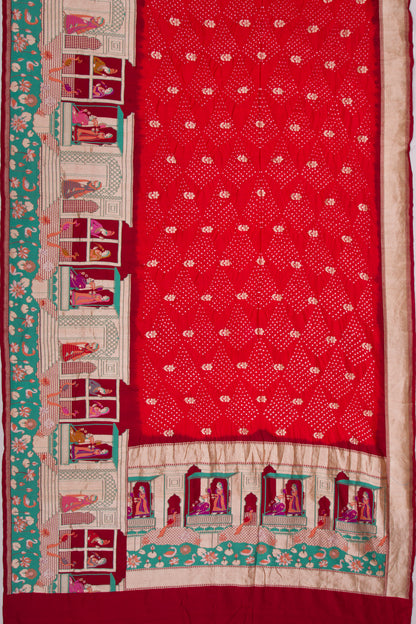 Banarasi Silk Bandhani Butta Red Saree