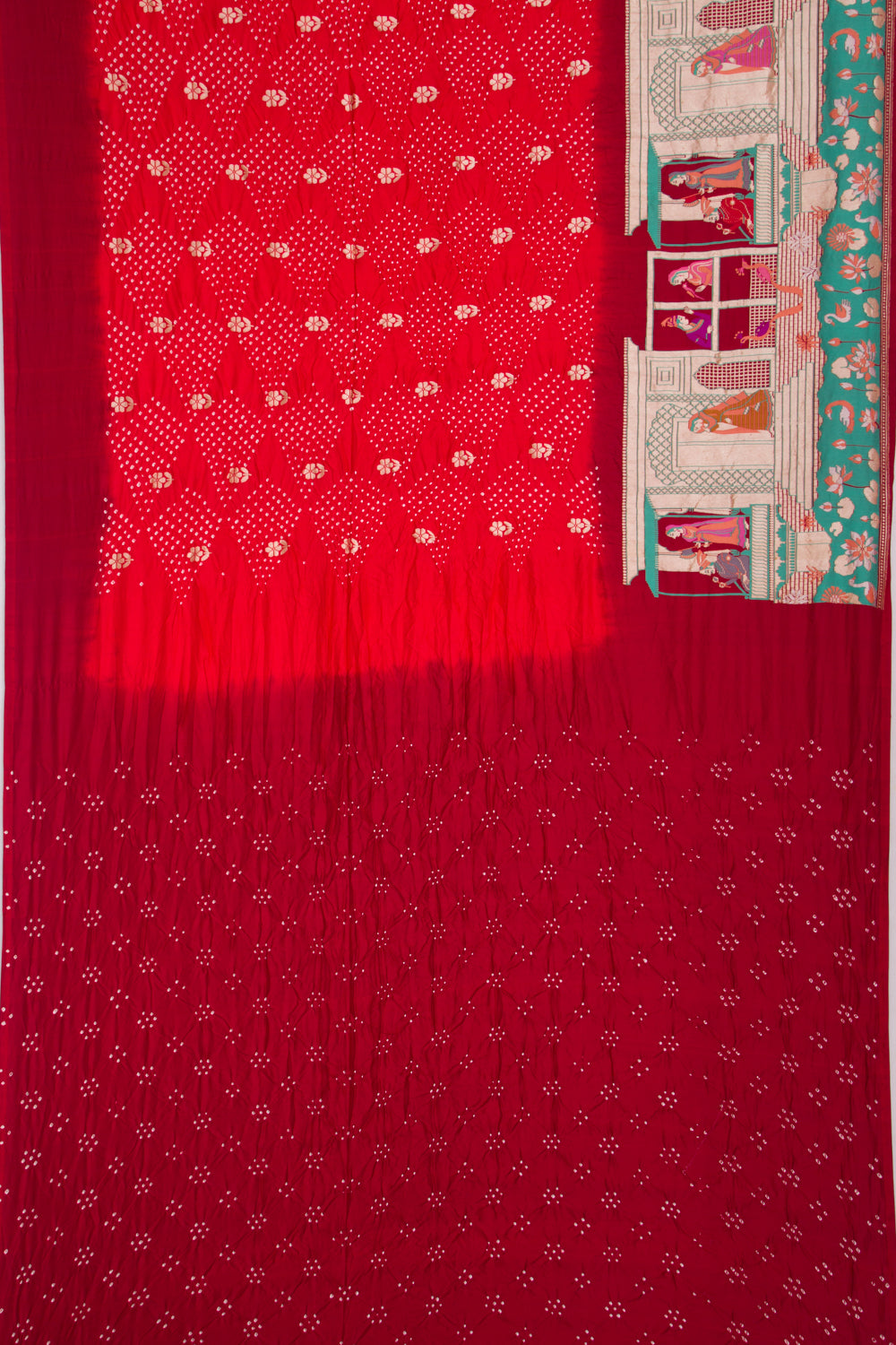 Banarasi Silk Bandhani Butta Red Saree