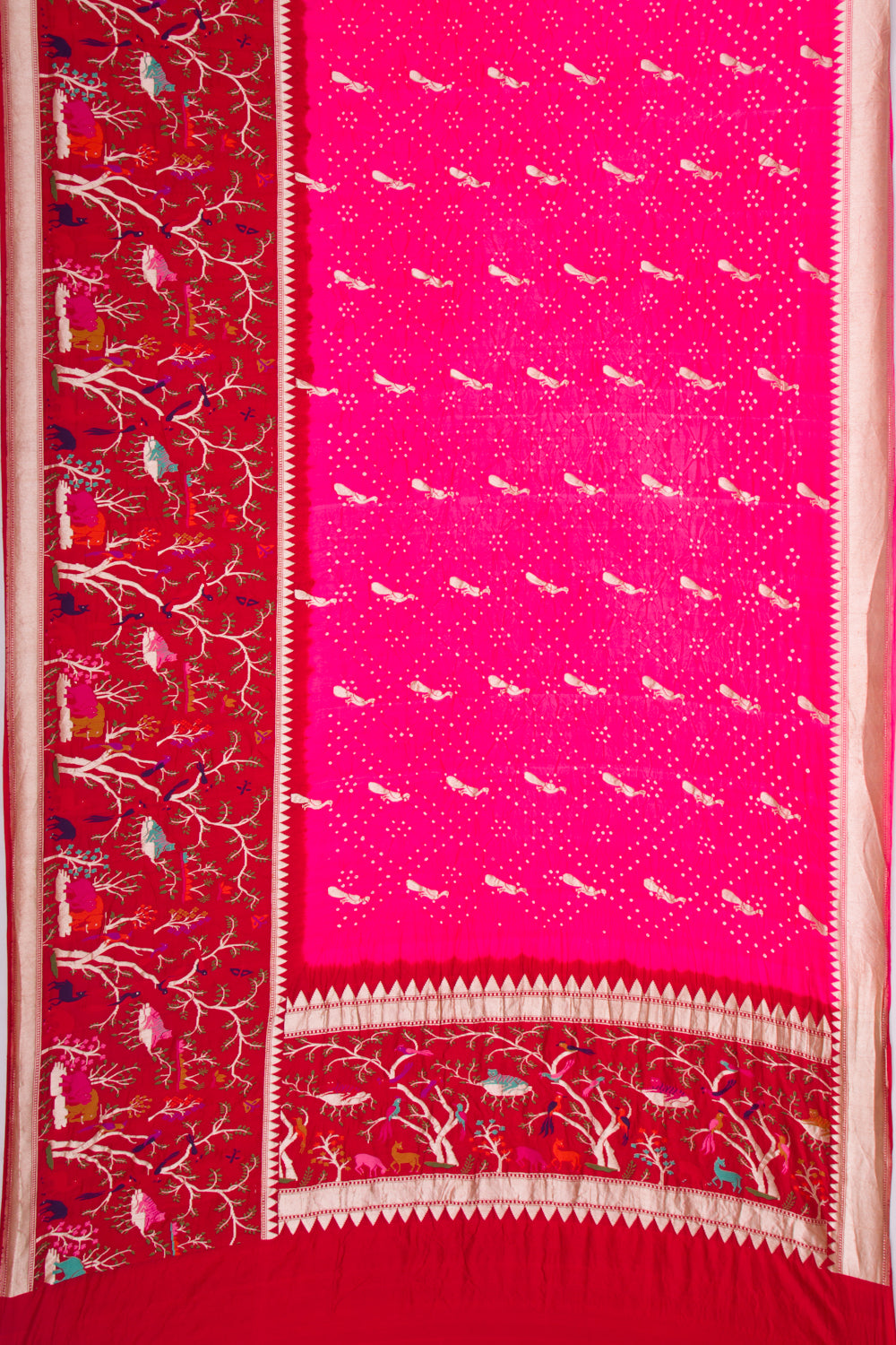 Banarasi Silk Bandhani Butta Pink Saree