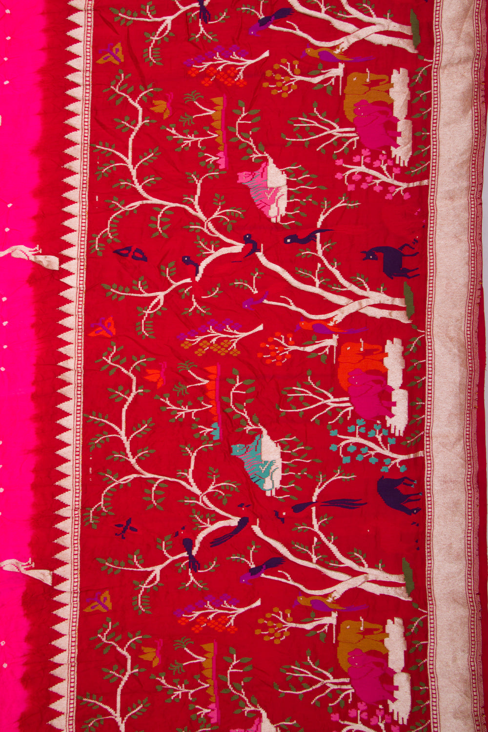 Banarasi Silk Bandhani Butta Pink Saree