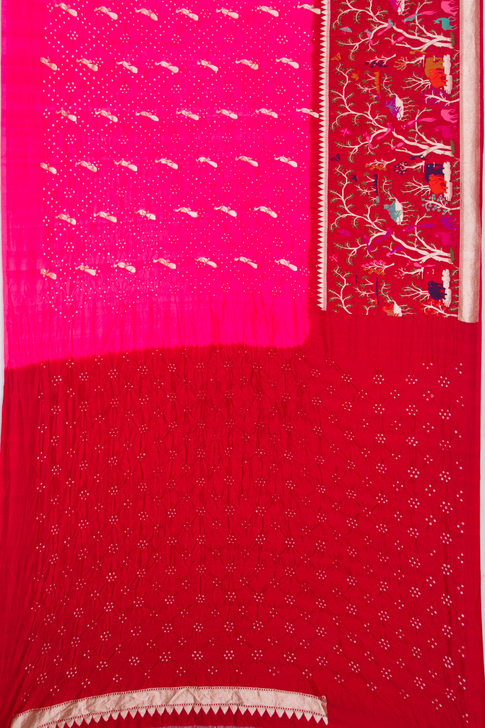Banarasi Silk Bandhani Butta Pink Saree