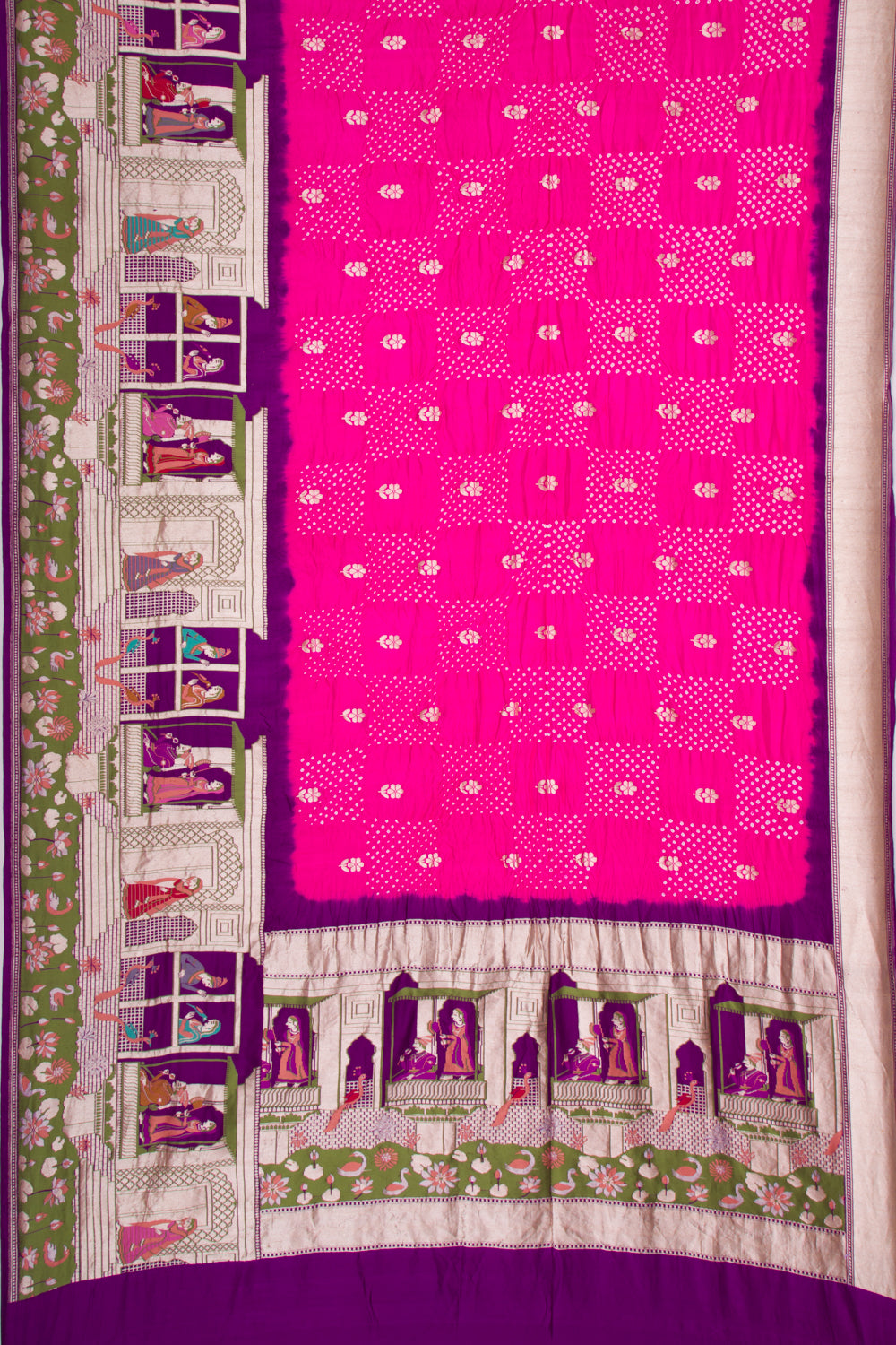Banarasi Silk Bandhani Butta Pink Saree
