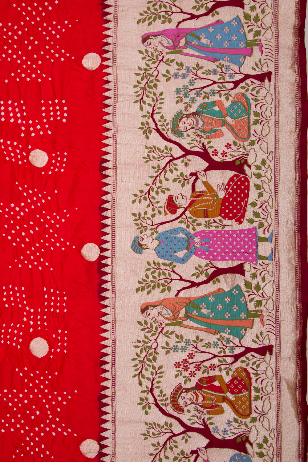 Banarasi Silk Bandhani Butta Red Saree