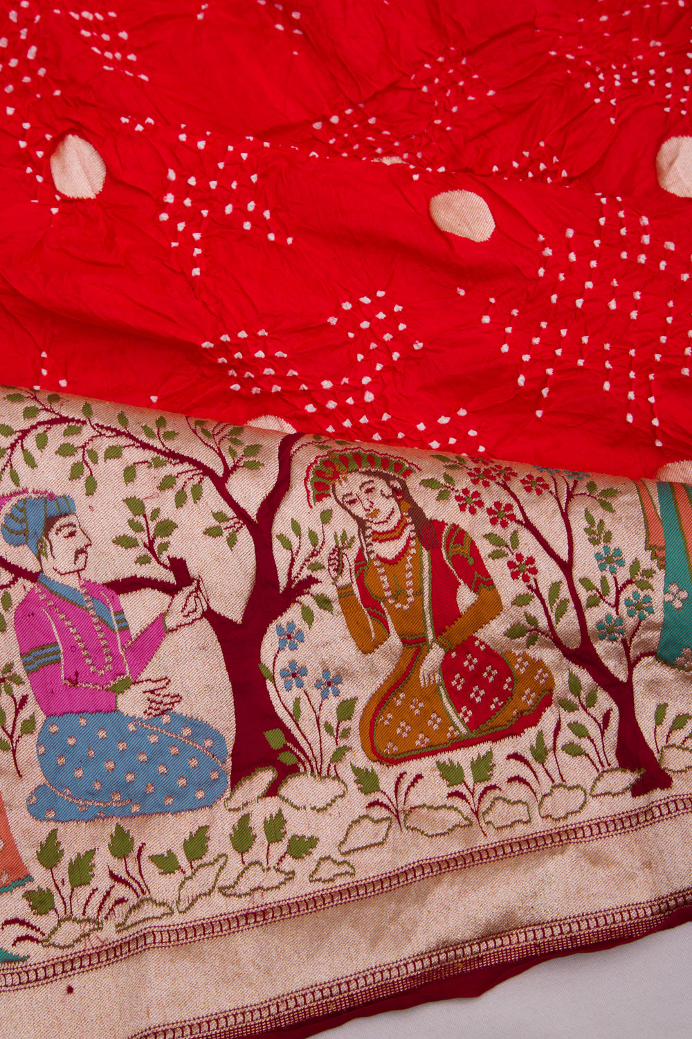 Banarasi Silk Bandhani Butta Red Saree
