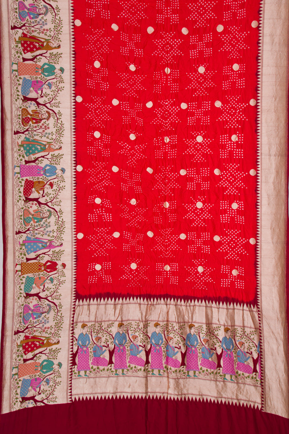 Banarasi Silk Bandhani Butta Red Saree