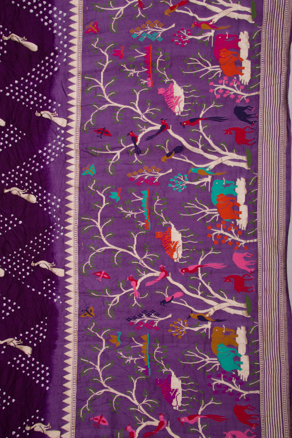 Banarasi Silk Bandhani Butta Violet Saree
