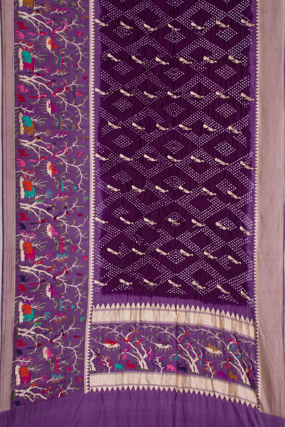 Banarasi Silk Bandhani Butta Violet Saree