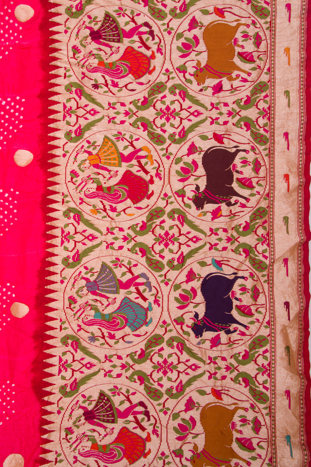 Banarasi Silk Bandhani Butta Pink Saree