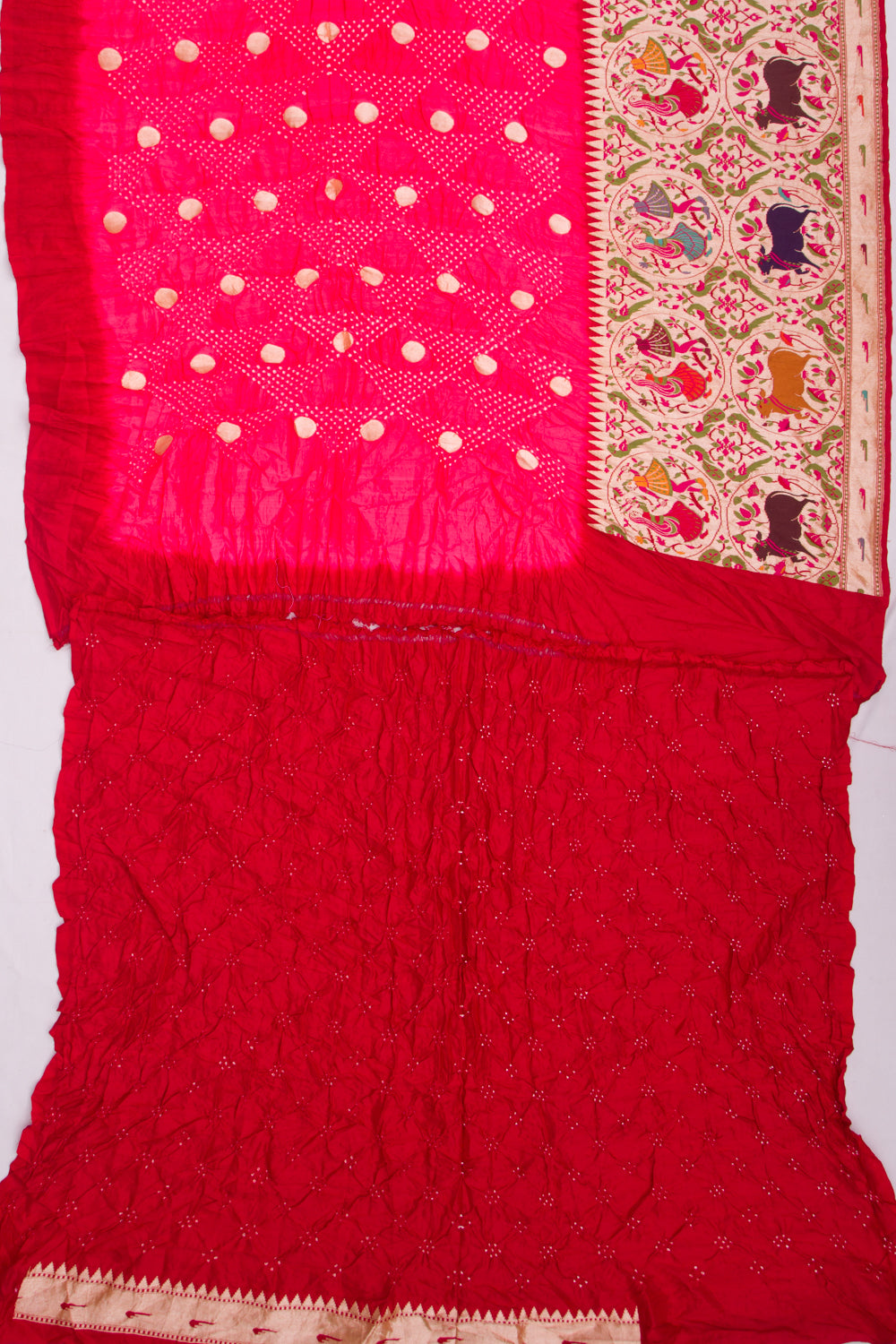 Banarasi Silk Bandhani Butta Pink Saree